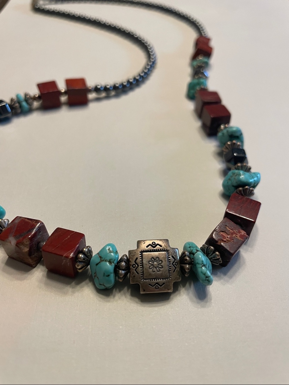 Artesian southwestern-style multi-stone beaded necklace